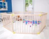 Foldable Baby Playpen with Gate 6 Panels Wooden Game Fence Kids Play Zone