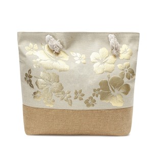 For Women Custom Logo Cloth Lining Straw Lining Flower bronzing printing can be customized logo trademark handbag shopping bag