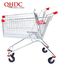 four wheels cart steel wire mesh shopping trolleys