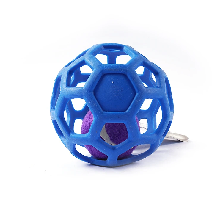 Free sample wholesale multicolor bite resistant pet TPR toy ball safe and natural hollow pet dog rubber chew toy