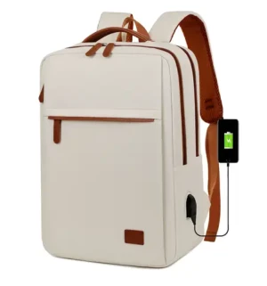 Girl Lady America Ivory  Solid White College School Student Backpack Durable Fabric Weekend Backpack Bag Book Bag Girl  Backpack