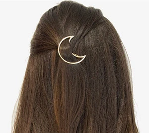 Gold Tone Crescent Moon Hair Clip Barrette