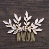 Good Quality Fashion Freshwater Pearl Hair Comb Plated Golden leaf headdress Wedding dress accessories Bridal jewelry