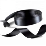 Good quality personalised 100% polyester black double sided satin ribbon