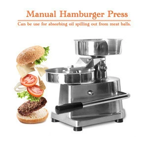 GZKITCHEN Hamburger Burger Meat Press Machine Aluminum Alloy Hamburger Patty Maker 100mm Diameter with 400 pcs patty paper