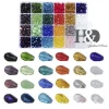 H&amp;D DIY 8MM Teardrop Crystal Beads Glass Beads Kits 600pcs Colorful Faceted Beads Set for Jewelry Making with Container Box