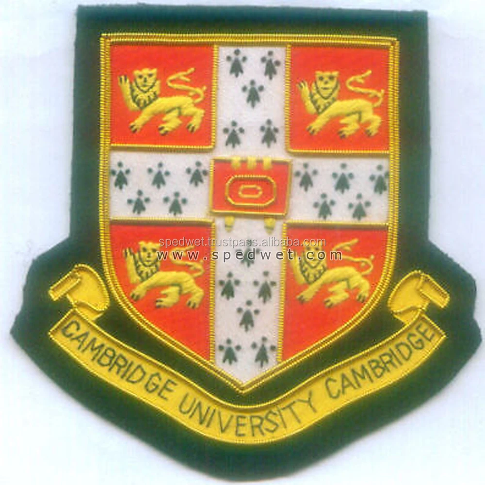 Hand embroidery patches cambridge uk university school class bullion wire blazer badges