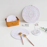 Handmade Cotton Woven Placemats Round Insulation Pads Cup Coaster Mug
