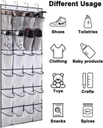 Hanging Shoe Holder with 24 Durable Overdoor 24 Pocket Over The Door Shoe Storage Hanging Organizer