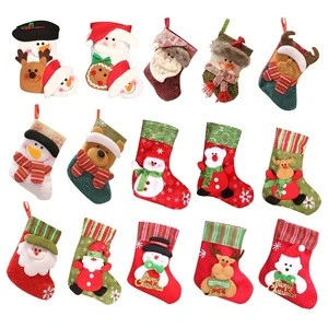 hanging Socks on Christmas tree Socks Small Santa Claus Snowman Christmas Gift Bags Xmas party Decoration supply