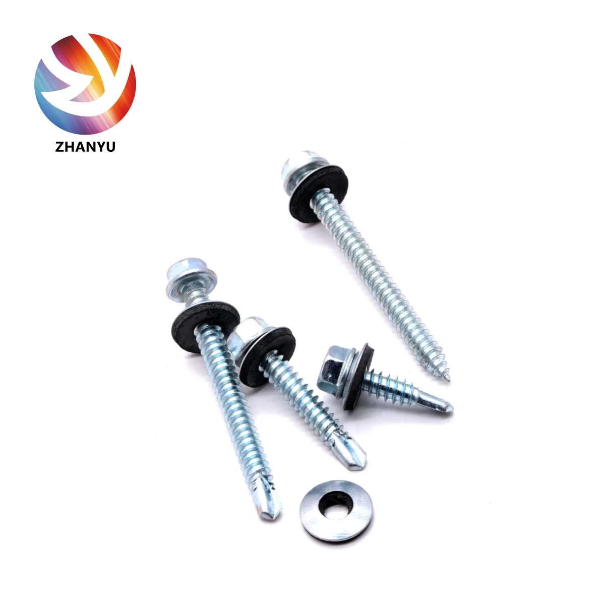 Hex Self-drilling Screw with EPDM Washer Zinc Plated DIN 7504 M6.3*25 Hex Head White Pink Grey Black Blue Tianjin Inch,metric