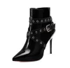High heel pointed toe leather women boots
