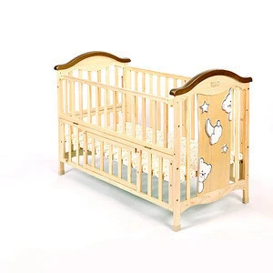 High Quality Adjustable Height Wooden Baby Cradle Crib Kids Cots Children&#39;s Swing Bed With Luxury Baby Bedding Sets