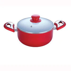 High Quality Aluminum casserole with colorful soft touch ears Beauty and Durable ceramic sauce pot