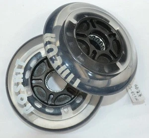 high quality custom logo printing inline skate wheel, LED flashing kick scooter wheel, 100mm inline skate pu wheel