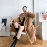 High Quality Ladies Wool Coat Winter Fur Jacket Leopard Print Genuine Warm Teddy Coat