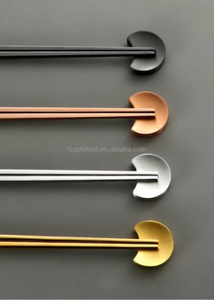 High Quality New Design Moon Shape Stainless Steel Colors Spoon Fork Chopsticks Holder Chopstick Rest