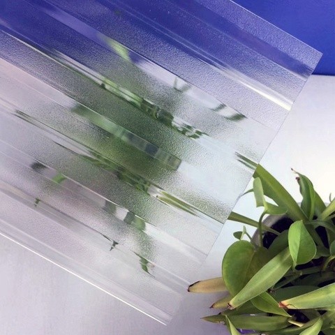 High Quality plastic 0.8mm PC Embossed and Corrugated Polycarbonate Sheet for Greenhouse sun room and shed