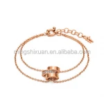 High quality stainless rose gold women bracelet brand replica double layer bracelet