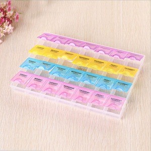 High quality Weekly 28 Compartment Plastic Pill box Medicine Storage Case
