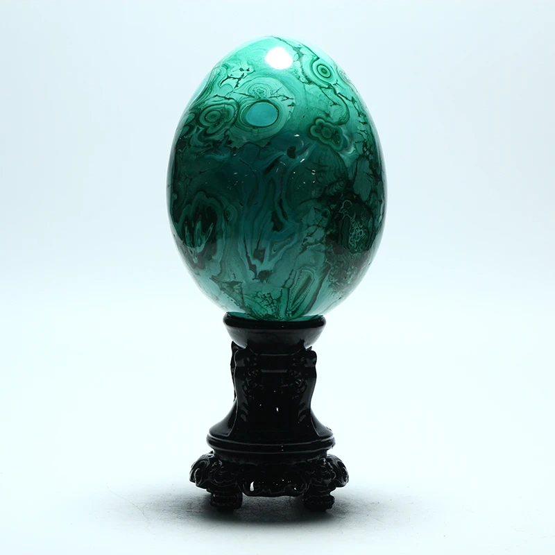 High Quality Wholesale  Natural Stone Folk  Crafts Polished Malachite Gemstone Eggs  For Home Ornament Decoration