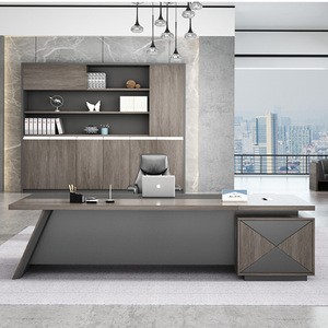 High tech executive wood modern l shaped office desk