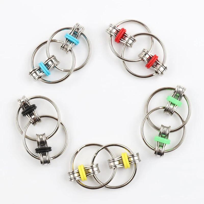 Hot Sale Fidget Works Flippy Key Ring Chain Hand Spinner Bike Chain 30MM Chain Fidget Ring Toy