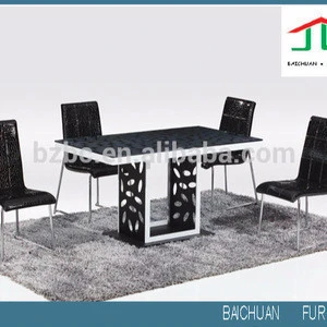 hot sale new design wrought iron modern dining room furniture set  glass  dinning table sets