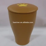Hot sale pet application ceramic cremation pet funeral urn casket with hand paint paw mark for pets ashes
