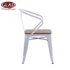 Hot Sale Stackable Industrial Metal Dining Chair Vintage design Armrest Metal cafe chairs with wooden
