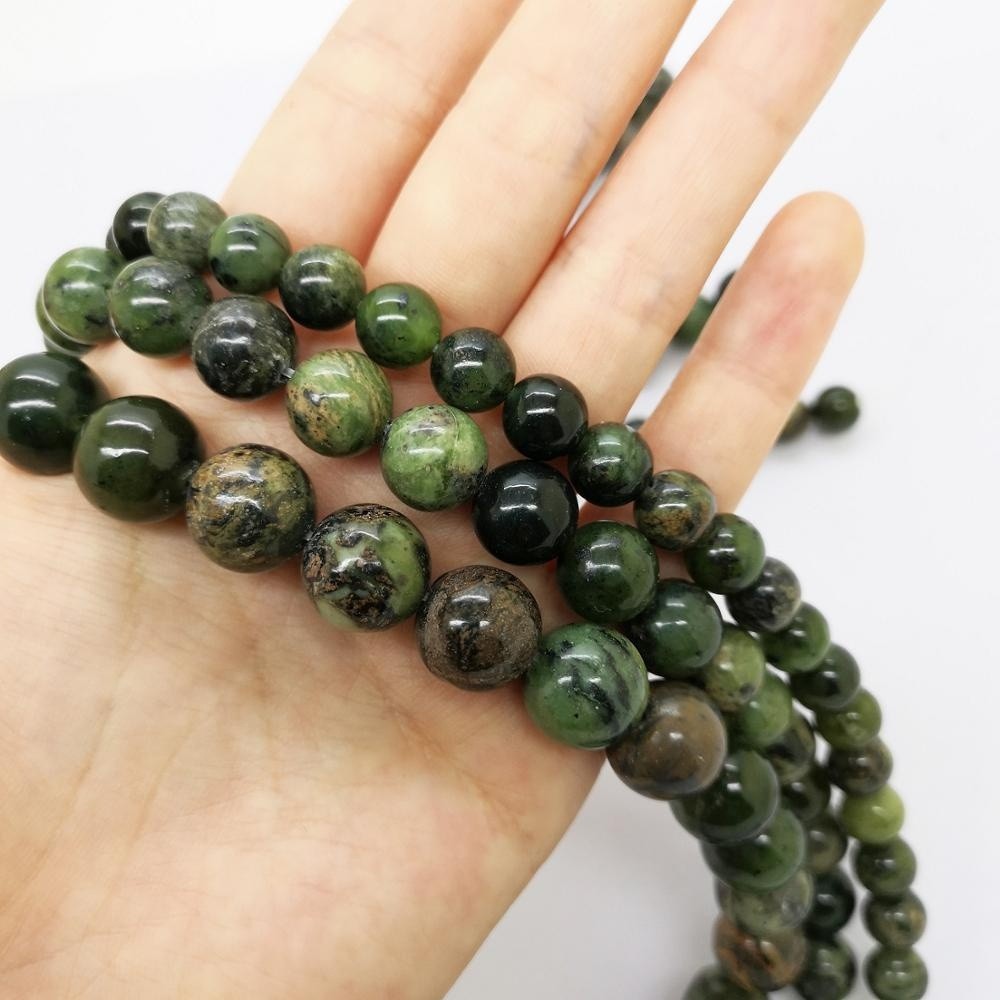 Hot Selling Beads for Jewelry Making Natural Polished Shiny Chrysoprase Serpentine Gemstone Round Loose Beads