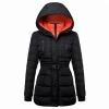 Hot Selling Products Winter Custom Stock  womens Padding Warm Clothing Coat Adjustable Waist With Fur Lining Ski jacket woman