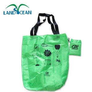 Hot Selling Recycled custom foldable 190T 210D waterproof shopping tote polyester folding bag