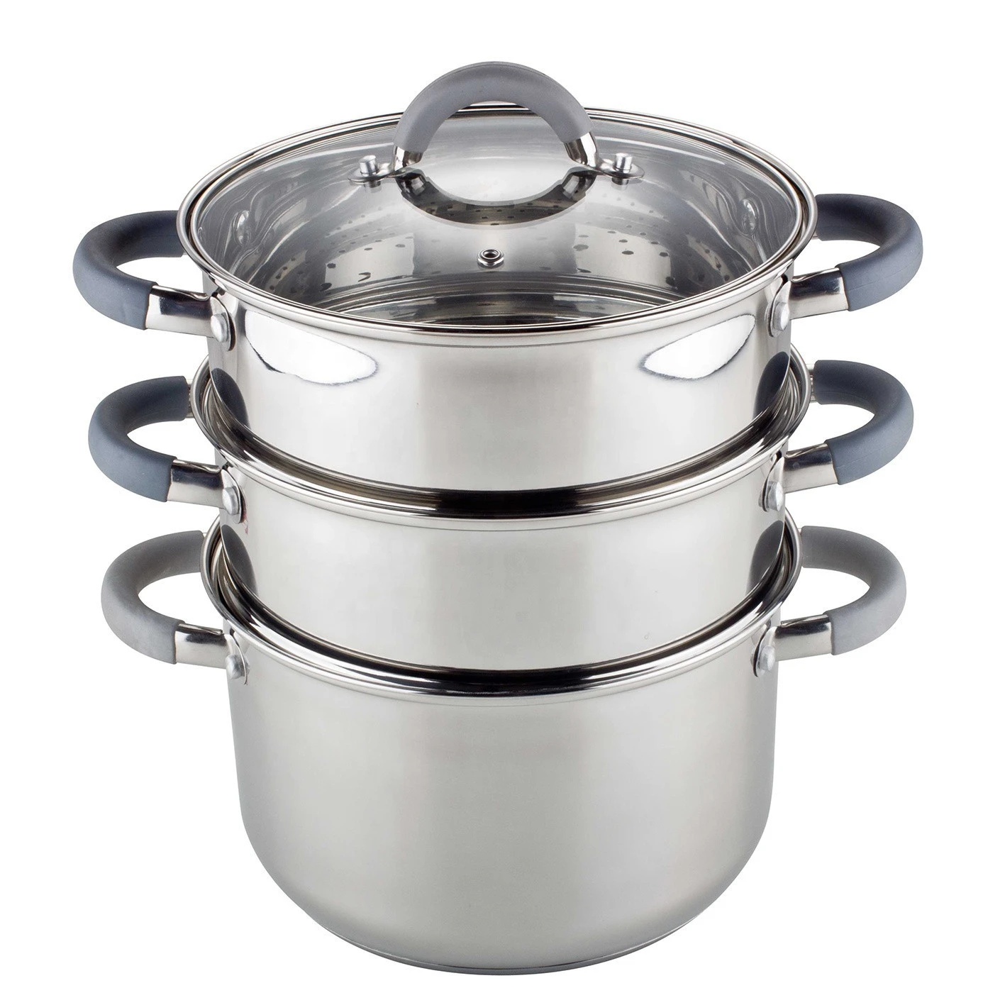 Hot Selling Stainless Steel Soup Pot OEM Cookware Casserole with Steamer Popular Stock Pot