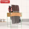 Hot selling ventilation design kitchen accessories custom engrave logo glass bamboo knife holder kitchen rack cooking tools