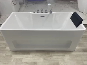 Household Acrylic Deep Soaking Bathtub Freestanding Luxury Rectangle Shape Bathtub