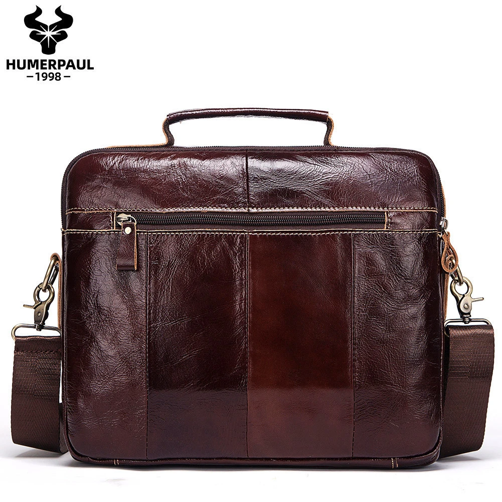 HUMEPAUL Factory Custom Leather Bag Vintage Briefcases For Male Retro Messenger Big Capacity Office Bags For Men