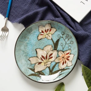 Hunan Factory Wholesales Dishes Plates Ceramic Kitchen Accessories Printing Plates Customized Stoneware Restaurant Plates
