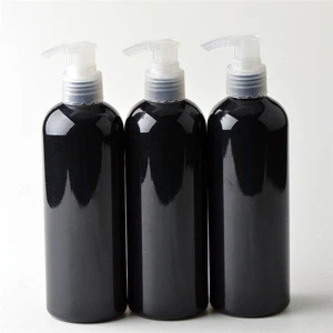 IBELONG Wholesale Empty Round Black PET Cosmetics Pump Bottle Plastic 300ml with plastic treatment pump sprayer
