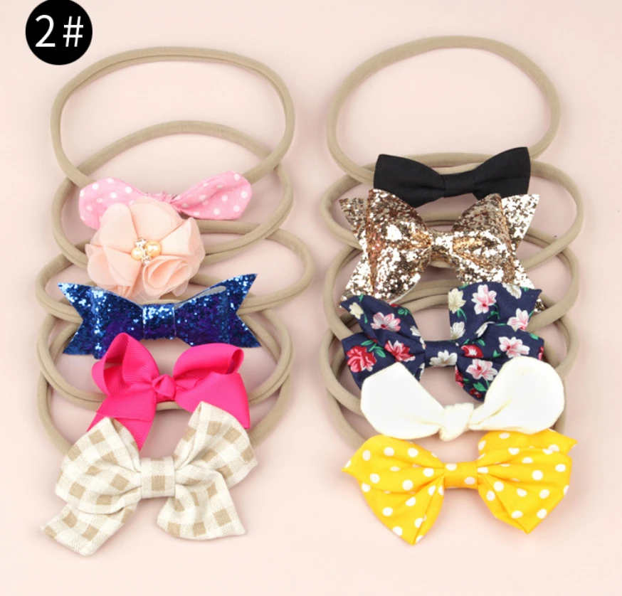 Ins hot sales baby girls kids cotton hair bow headband hairband accessories