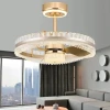 Invisible Ceiling Fan Chandelier Light,Modern Crystal DIY Ceiling Fan Light Remote Control Retractable ABS Blades