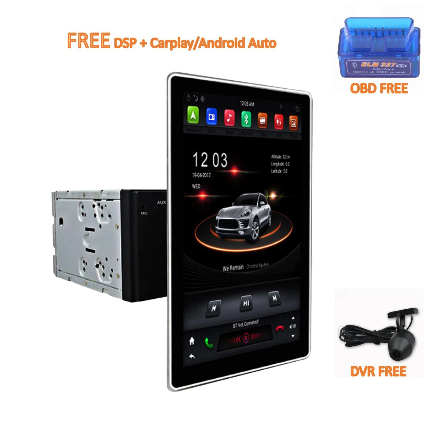 KD-12501 KLYDE Android 10.0 12.8 Inch PX6 2 Din 100 Degree Rotation 4G 32G Car Screen Android Car Touch Screen Auto Electronics