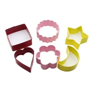 Kitchen tool metal custom colorful moon square heart shape star round flower stainless steel cookie cutter