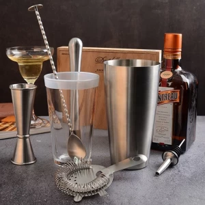 KLP bartender kit bar cocktail boston shaker set mixing tools set metal Bar accessories