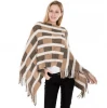 knitted acrylic winter shawl scarf stripes blanket poncho for women