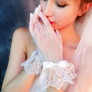 L4126A New arrival accessories hot sale short lace bridal wedding gloves