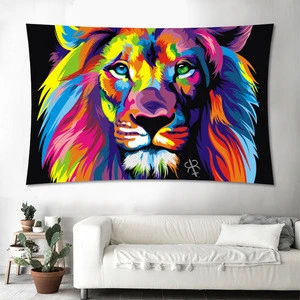 Lion Wall Tapestry Sandy Beach Picnic Throw Rug Custom Tapestries Home Decoration 130x150cm 100% Polyester For Living Room