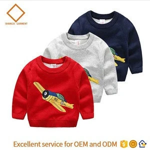 little boys pullovers sweater knit aircraft Embroidery pattern pure cotton autumn children sweater