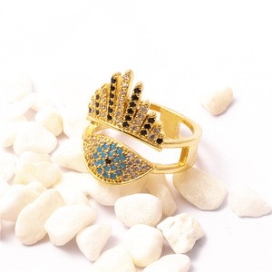 LS-E383 Top Quality Metal filled cubic Zircon eye Ring for Women fashion delicate ring