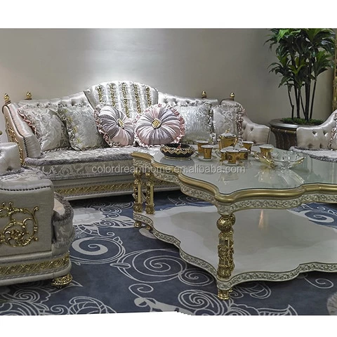 Luxury classic White coffee table living room french furniture  wooden center table